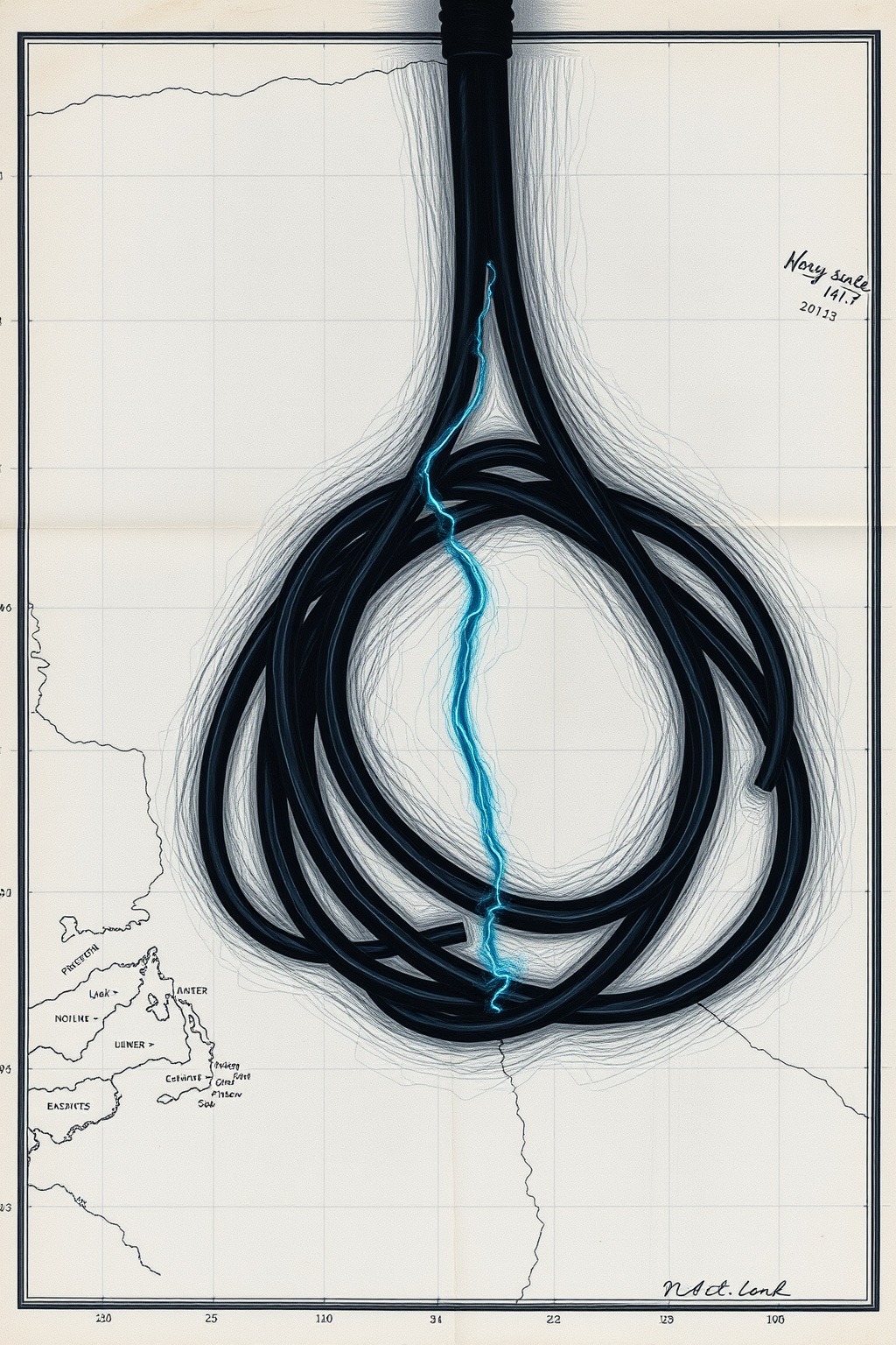 Cable Crossing — Abyssal Relics original art
