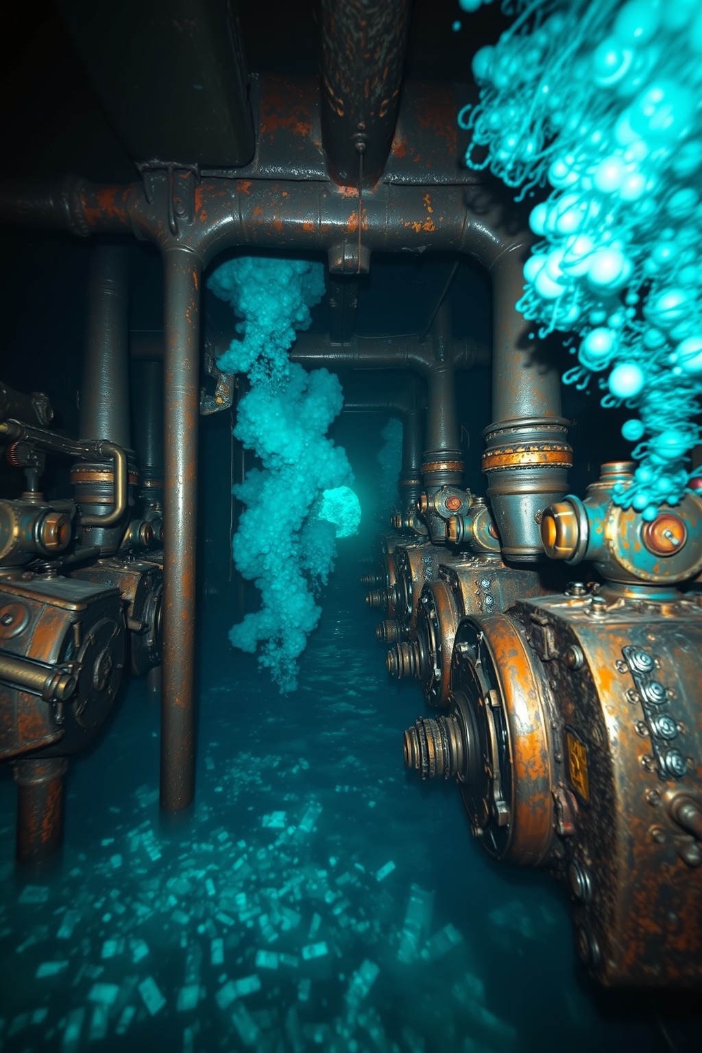 Flooded Engine Room 2 — Abyssal Relics original art